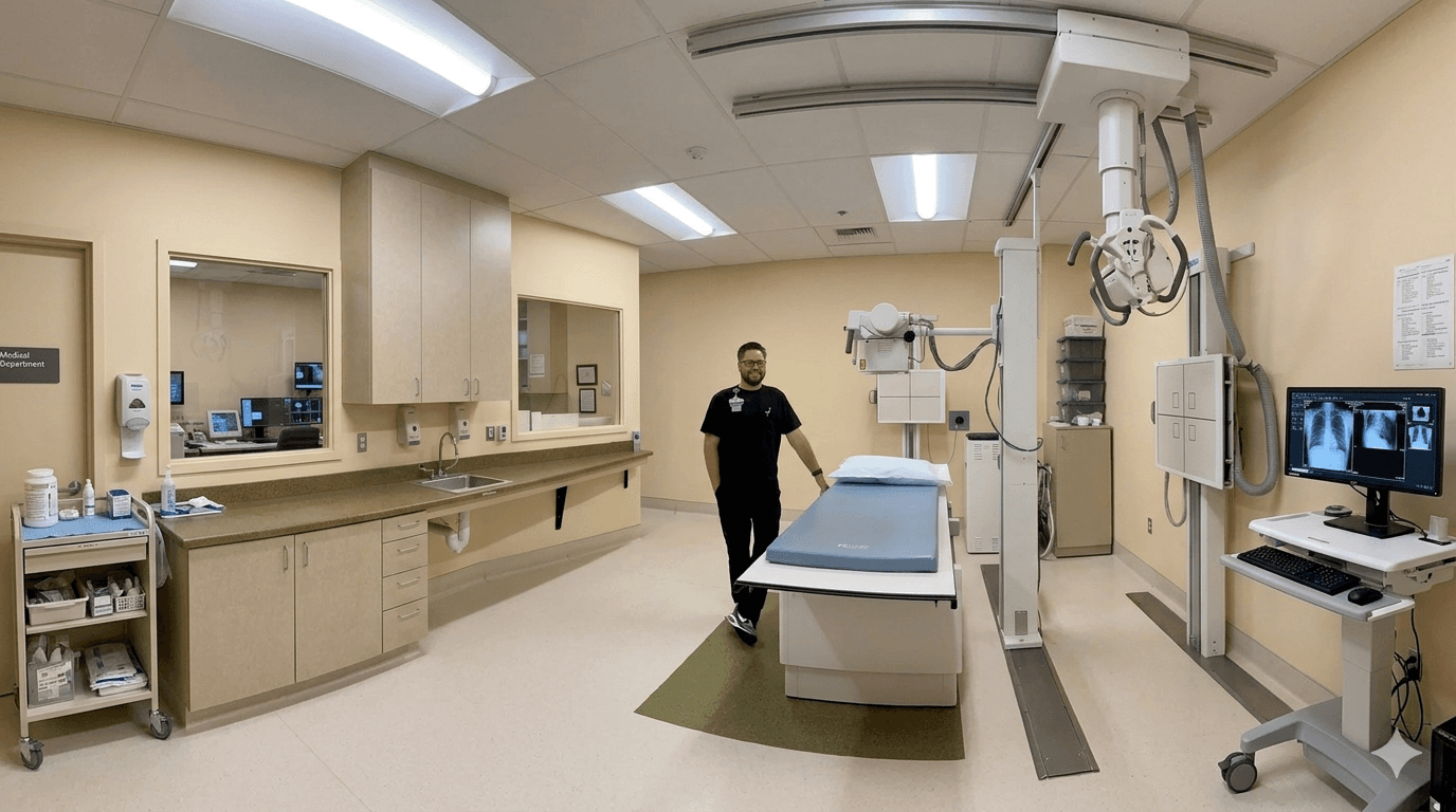 Healthcare professionals in a modern clinical setting — placeholder for radiology suite photo